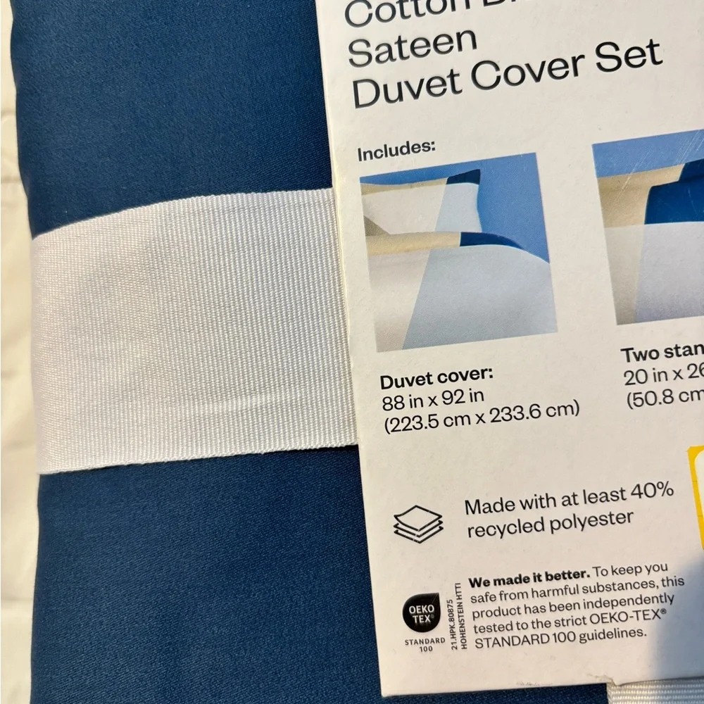 NEW Room Essentials Modern Duvet Cover and 2 Shams - White, Blue, Tan